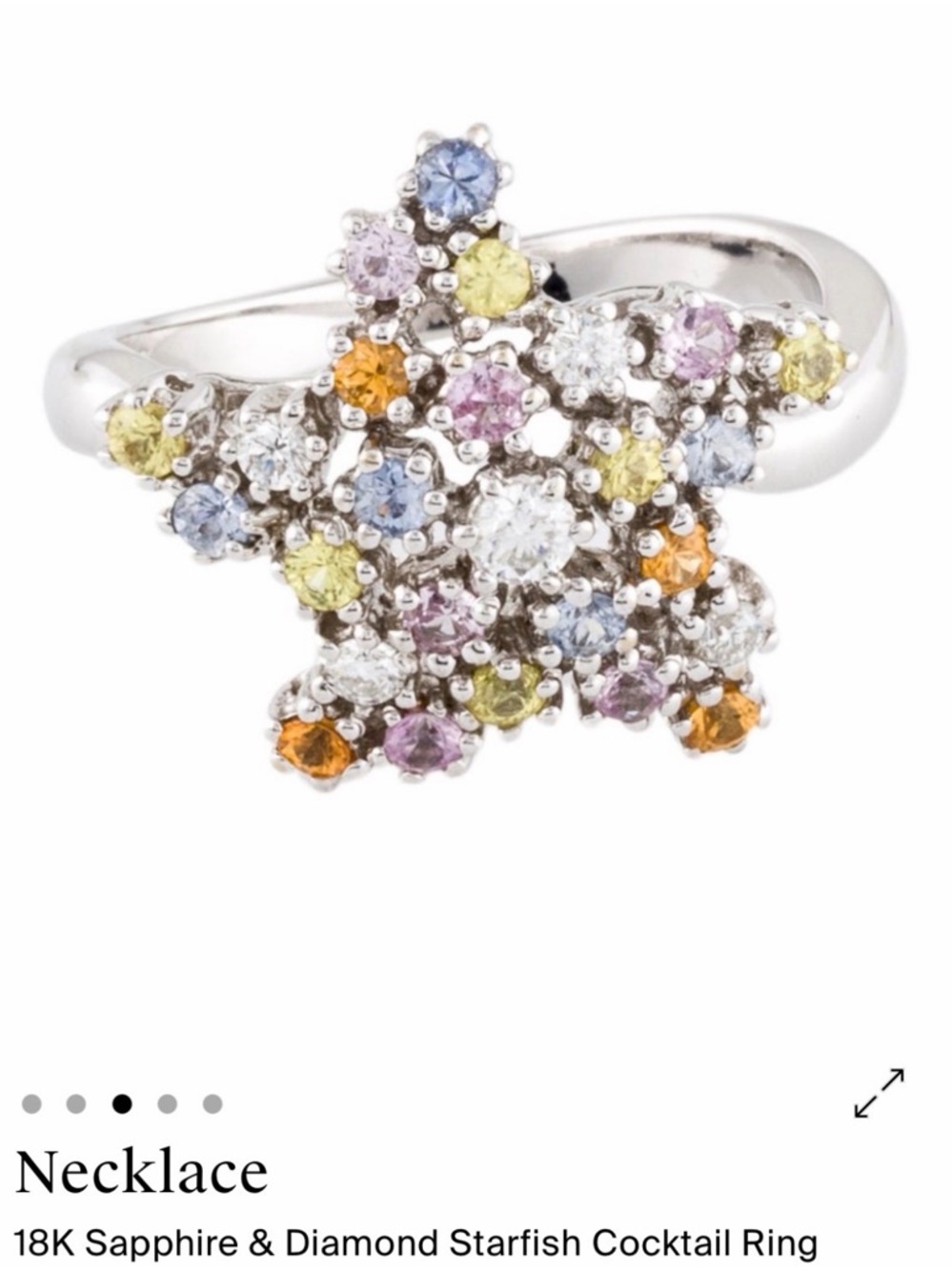 ISO 18K Multicolor Sapphire & Diamond Starfish Ring